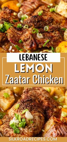 lemon zaata chicken with potatoes and green onions