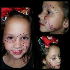 GameDay Football Makeup! Homecoming Face Paint Ideas Football, Cheer Face Paint Ideas Football, Football Makeup Ideas, School Spirit Face Paint, Football Makeup, Football Face Paint, Wildcats Football, Volleyball Games, Swim Meet