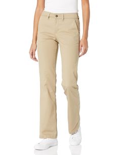 PRICES MAY VARY. Slim fit; Bootcut leg Mid-rise Front button closure Two back welt pockets Contoured waistband with stretch interlining prevents gapping in the back; 8.3 oz. Stretch Twill, 58% Cotton/40% Polyester/2% Spandex; Extended sizes available Dickies Women, Bootcut Pants, Twill Pants, Casual Everyday, Work Pants, Welt Pockets, Welt Pocket, Mid Rise, Top Styles