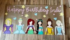 a birthday card with princesses on it