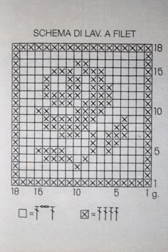 the schema di lav a filet pattern is shown in black and white