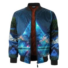 Moony Bomber Jacket — Fresh Hoods Winter Blue Printed Outerwear, Blue Printed Winter Outerwear, Blue Printed Outerwear For Winter, Artistic Winter Outerwear For Streetwear, Artistic Winter Streetwear Outerwear, Artistic Blue Long Sleeve Outerwear, Artistic Multicolor Winter Outerwear, Fresh Hoods, Dancing Photoshoot