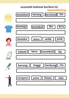 an english worksheet with words and pictures for children to learn in the classroom