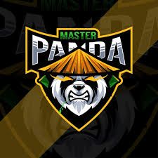 the logo for master panda is shown on a black and yellow background with green accents