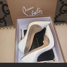 Classic And Timeless Pumps! A Must Have In Your Closet. Worn A Few Times, Too Small For Me. Comes With Original Box. 100 Percent Authentic. In Excellent Like New Condition. Has The $100 Protective Seal On Bottom Of Shoes! Size 8, Or 38 Must Have In Your Closet, Louboutin So Kate, Christian Louboutin So Kate, So Kate, White Pumps, Christian Louboutin Shoes, 100 Percent, Shoes Women Heels, Christian Louboutin