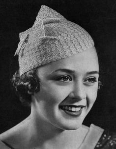 Winged Beret Vintage 1930s Crochet Hat 1930s Knitwear, 1930s Crochet, 1930s Hats, Hat Pattern Crochet, 30s Style, 1930's Fashion, Vintage Headpiece, Crochet Beret