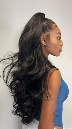 Hair Laid, Hair Ponytail Styles, Long Black Hair, Ponytail Styles, Baddie Hairstyles, Hair Weave, Aesthetic Hair, Ponytail Hairstyles, Long Black