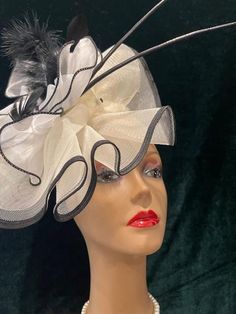 Ready to ship today from TN, USA! I ship quickly and package safely in boxes. Follow this link for more beautiful choices at my Etsy Studio https://www.etsy.com/shop/equineelan      This lightweight and gorgeous ivory white fascinator hat has two quills for a Stunning and Original Look!  Classic but Couture! A true Kentucky Derby Original.       Hat attaches with elastic and or alligator clips. Elastic goes behind your ears and under your hair at the base of your neck.  Clips are included for ad Elegant White Hat For Gift, Elegant White Costume Hat As Gift, White Fascinator For Kentucky Derby Gift, White Mini Hats For Royal Ascot, Elegant Cream Headpiece For Gift, Elegant Black Hat As Gift, Elegant White Party Costume Hats And Headpieces, Elegant White Costume Hats For Party, White Black Wedding