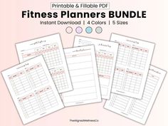 printable and fillable fitness planner bundle