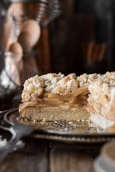 This Polish apple cake, also known as szarlotka or apple shortbread cake, starts with a buttery shortbread-like crust on the bottom, sweet and juicy spiced apple filling, and more shortbread crumbles on top.  The end result is more like a pie than a cake, and makes a fantastic holiday dessert.