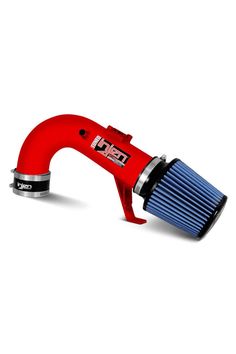 a red and blue air intake on a white background