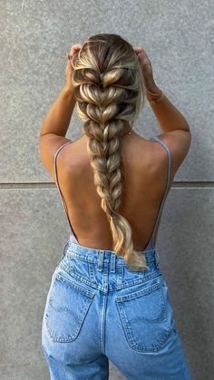 Hair Styles For Long Extensions, Voluminous Braid, Full Braids, Long Hair Braided Hairstyles, Hairstyle Aesthetic, Luxy Hair Extensions, Hairstyles Braid, Hair Hack, Luxy Hair