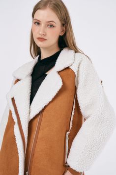 Gianna Faux Shearling Jacket. Runs small. Zip close. Contrast sleeve detail Product Specification. 85% Polyester 15% Polyurethane Professional Clean Only / Do Not Tumble Dry Model's height is 5′ 7″ (175cm) Bust 34in Waist 23in Hip 34in and wearing M Flat measurement (M) in cm : shoulder 57, bust 58, sleeve 50, length 70 Sheepskin Long Sleeve Outerwear With Zipper, Winter White Shearling Outerwear, White Shearling Outerwear With Faux Fur Trim, White Shearling Outerwear For Fall, White Shearling Outerwear For Winter, White Shearling Long Sleeve Outerwear, White Sheepskin Outerwear For Winter, Shearling Outerwear With Zipper And Long Sleeves, White Sheepskin Winter Outerwear