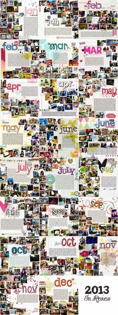 a collage of photos with words and pictures on it, all in different colors