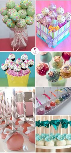 there are many different pictures of cakes and cupcakes