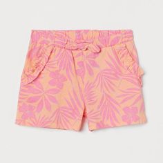 Patterned Shorts In Soft Jersey. Covered Elastic At Waistband, Decorative Bow At Front, And Ruffle-Trimmed Side Pockets. Material: Cotton Jersey New Unworn, No Tags Pink Cotton Shorts For Playwear, H&m Pink Bottoms For Summer, Pink H&m Bottoms For Summer, H&m Pink Summer Bottoms, Tule Rok, Tulle Skirt Dress, Butterfly Kids, Decorative Bows, Stylish Pants