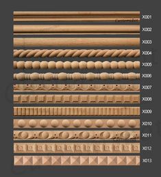 the different types of wood moulders and molds for furniture, including an ornate design