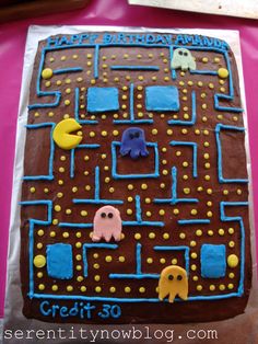 a cake that is shaped like a pacman game