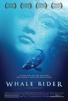 the movie poster for whale rider, which features an image of a woman and a whale