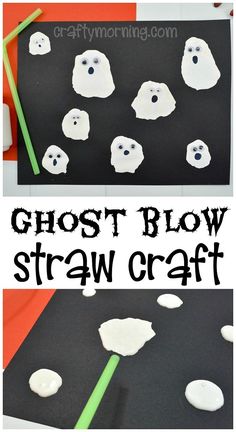 ghost blow straw craft for kids to make