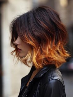 Brown To Maroon Ombre Hair, Red Underlayer Hair Brown, Copper Hair Baylage, Ombre Hair Color Copper, Under Halo Hair Color, Colored Ends Of Hair Brunettes, Foxtail Hair Color, Fire Hair Dye, Colored Ends Of Hair