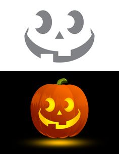 an image of a halloween pumpkin with eyes and mouth on the front, and side by side