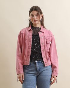 Rock the fringe trend with our Pink Western Sequin Embellished Fringe Jacket! This lightly washed pink denim style features a button-up design, eye-catching sequined fringe and a long sleeve fit that adds an instant touch of glam to your look. Keep it casual with a graphic tee and jeans, or add some sparkle with a glitter mesh top and flare pants for your next night out. Pink Cotton Denim Jacket For Spring, Trendy Pink Cotton Denim Jacket, Trendy Denim Jacket With Frayed Hem, Trendy Long Sleeve Denim Jacket With Frayed Hem, Trendy Pink Denim Outerwear, Trendy Pink Cotton Outerwear, Pink Casual Denim Jacket For Winter, Casual Pink Denim Jacket For Winter, Pink Button-up Denim Jacket