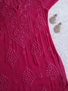 Mukesh Work, Organza Kurta, Long Kurtas, Georgette Kurta, Chikankari Kurti, Modest Casual Outfits