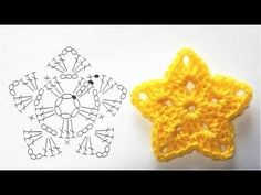 a crocheted star next to an embroidered design