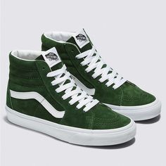 Vans Sk8-Hi 3m Scotchgard Waterproof Model In “Douglas Fir” Pig Suede. Super Durable Unlike The Standard Suede! If Your Size Is No Longer Shown Feel Free To Reach Out And I’ll See If I’ve Have More. Will Ship Same Or Next Day, Brand New With Tags And Box, Exactly As Shown. Message With Any Questions And Bundle For A Discount! New To Poshmark? Use Invite Code- Dunn_dealz For $10 Off Your First Purchase! Flamingo Shoes, Black Snowboard, Custom Sneakers Diy, Old Skool Platform, Rainbow Sneakers, Beige Sneakers, Vans Sk8 Hi, High Top Vans, Ankle Support