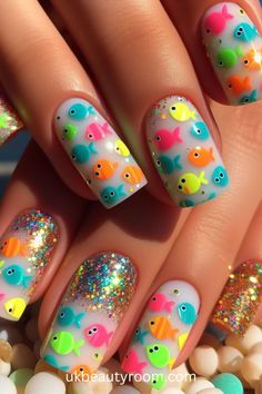 Bright nails are colorful and eye-catching, perfect for adding a pop of excitement to any look.  They are also a great choice for summer!  This post contains 39 ideas for bright nails, including: simple, cute, inspo, classy, elegant, fun, funky, edgy, neon, ideas, art, summer, designs, acrylic, short, for spring, almond. Cute Nails One Color Simple, Nail Art Summer Short Nails, Bright Fun Nails Summer, Daycare Nails, Fun Colored Nails, Summer Nail Art Designs 2024, Bright Colorful Nails, Funny Nails Ideas, Fun Nails Summer