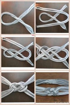 instructions to make a knotted rope bracelet with white leather cord and silver metal clasps