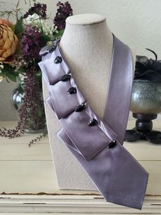 Women's handmade designer tie to wear with collared shirt or without. Elegant Adjustable Ties For Black Tie Events, Elegant Formal Ties, Party Neckwear With Tie Neck Detail, Formal Fitted Neck Tie, Elegant Fitted Ribbon Tie, Formal Fitted Ties With Ribbon Details, Formal Standard Tie With Ribbon Detail, Oversized Accessories, Suit Tie