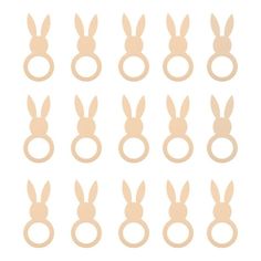 the silhouettes of rabbits'ears and rings are shown in different sizes, shapes, and colors