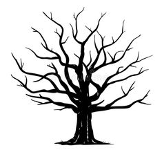 black and white silhouette of a tree with no leaves