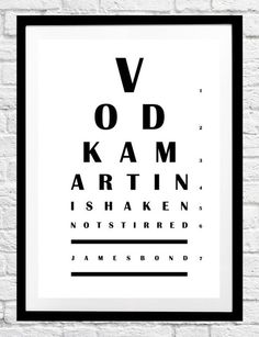 an eye chart with the words i'm g on it in black and white