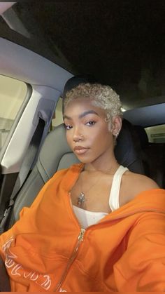 Short Blonde On Black Women, Bald Natural Hair Styles Black Women, 613 Short Hair Black Women, Waves On Black Women Short Hair, Low Cut Black Woman, Big Chop Dyed Hair, Blonde Low Cut Black Women, Blonde Short Cut For Black Women, Fade On Black Women