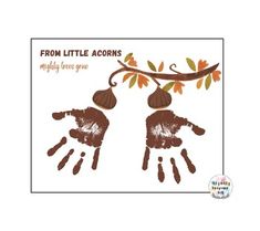 two handprints with the words from little acorns and an orange tree branch