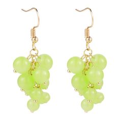 Fashion Earrings-Japanese Style Girls fresh Green Grapes Bunch Clip on Earrings Round Crystal Grape Shape Earrings No Piercing Ears For WomenModel Number:4001028834019 Grape Earrings, Fruit Earrings, Grape Bunch, Green Beads, Beaded Dangle Earrings, Fresh Green, Party Jewelry, Green Bead, Round Earrings