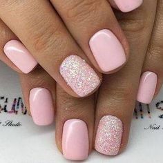 Blush Pink Nails, Fingernails Painted, Girls Nail Designs, Pink Gel Nails, Nail Designs Valentines