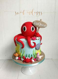 there is a cake with an octopus on it