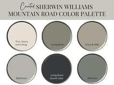 the color scheme for shelving williams's mountain road color palette, including grays and