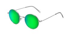 Unisex silver narrow round full-rim sunglasses frames with adjustable nose pads are available in variety of colors to match any outfit. These affordable qualified retro-vintage flash mirrored sunglasses include free single-vision prescription green mirrored lenses with AR and 100% UV protection, a case and a cleaning cloth. They are lightweight and low bridge fit with bifocal and progressive supported. These vintage-inspired, round eyeglasses bring out a timeless sophistication. The front of thi Vintage Flash, Round Frames, Round Eyeglasses, Eyewear Fashion, Round Mirrors, Prescription Lenses, Traditional Design, Vintage Metal, Mirrored Sunglasses