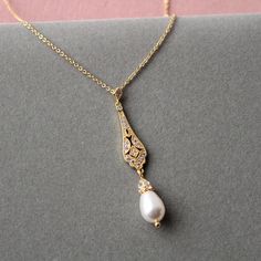 Gold Art Deco Necklace Pearl Drop Necklace Vintage Style Wedding Jewellery Gift for Her 1920s Jewellery Prom Necklace Gift for Her - Etsy UK Prom Necklace, Pearl Art, 1920s Jewelry, Prom Necklaces, Vintage Style Necklace, Pearl Drop Necklace, Vintage Style Wedding, Art Deco Necklace