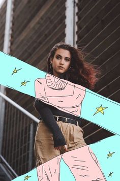 a woman in pink shirt and tan pants holding a skateboard