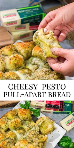 cheesy pesto pull apart bread is an easy and delicious appetizer