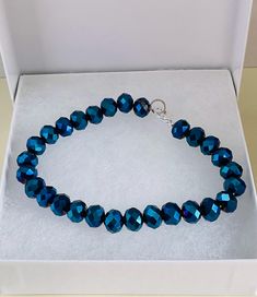 This is a nice 8mm iridescent, royal blue  crystal bracelet  It has a lobster claw silver closure . This measure approximately 7.5  inches Thank you for checking out my store 😊 Blue Crystal Bracelet, Wedding Jewelry Bracelets, Irises, Crystal Bracelet, Wedding Bracelet, Blue Crystals, Crystal Bracelets, Lobster Claw, Wedding Jewelry