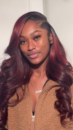 Color For Black Hair, 2022 Hair Color, Burgundy Hair With Highlights, Dark Burgundy Hair, Burgundy Hair Dye, Black And Burgundy Hair, Hair Burgundy