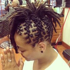 Loc Hawk Styles, Dreadlock Mohawk Women, Loc Mohawk Styles Dreadlocks, Mohawk Dreadlocks Women, Locs Mohawk Styles Women, Mohawk Loc Styles Black Women, Mohawk Locs For Women, Dredlocs Style Woman, Loc Mohawk Styles