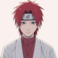 an anime character with red hair wearing a gray shirt and grey jacket, looking at the camera